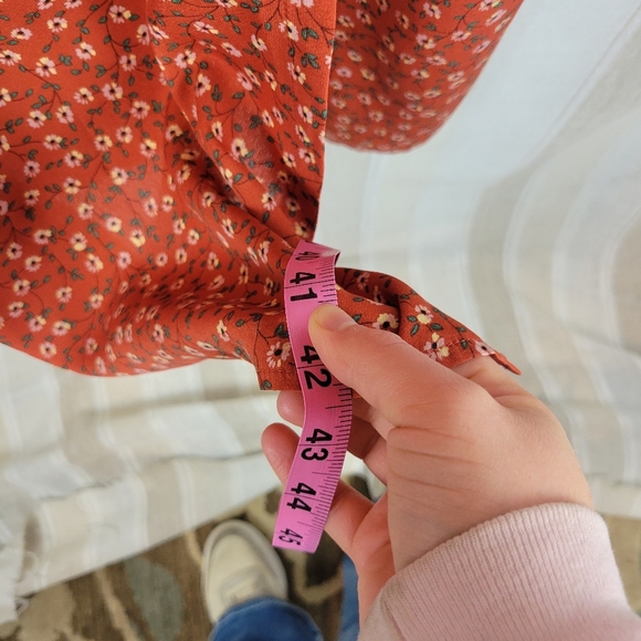 Lulus Absolutely Serene Rust Red Floral Print Ruched Maxi Skirt Red Size Small - Picture 8 of 13